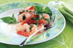 Shrimp with Lime, Basil and Lobster Oil